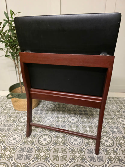France & Sons Black Leather Teak Armchair